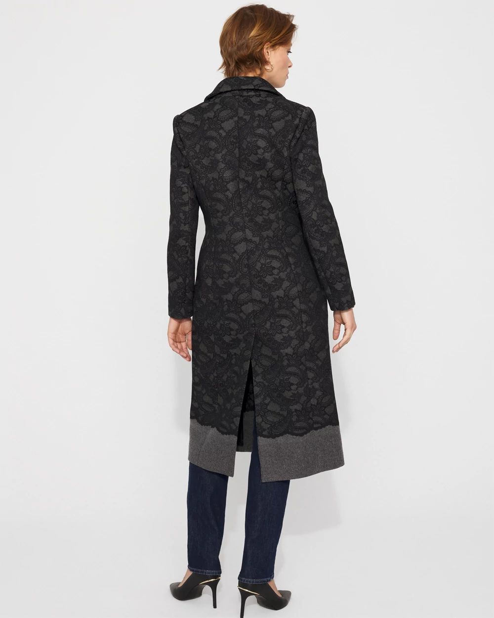 Lace Wool-Blend Melton Coat | White House Black Market